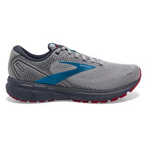 Brooks Ghost 14 Road Running Shoes - Mens, Grey/Blue/Red | IE-QPG820971